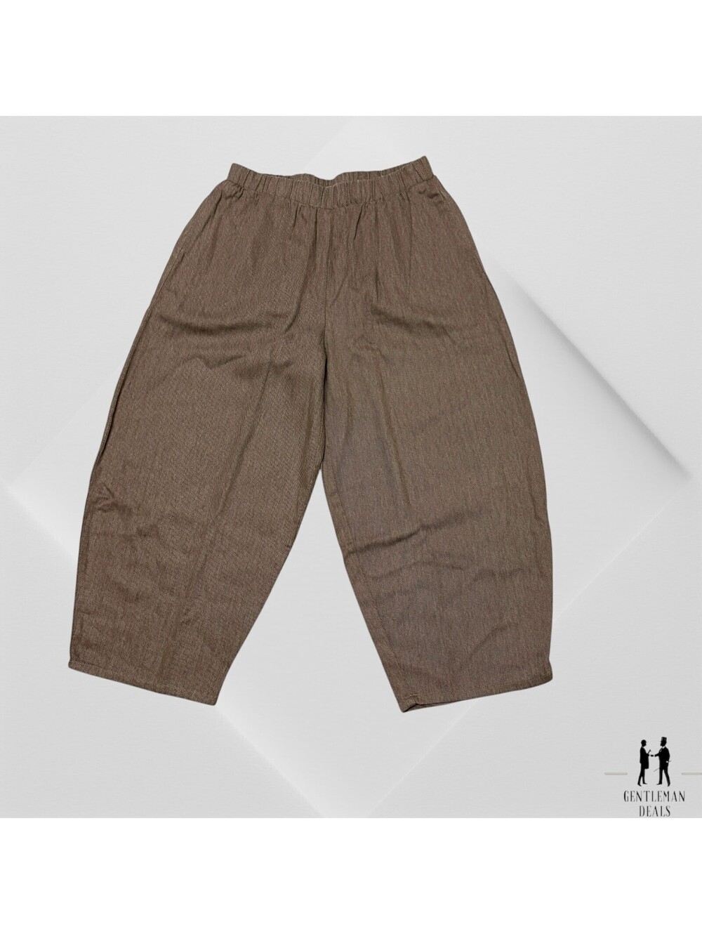 April Meets October Los Angeles Pants Brown Cotton Pull On Relaxed Small